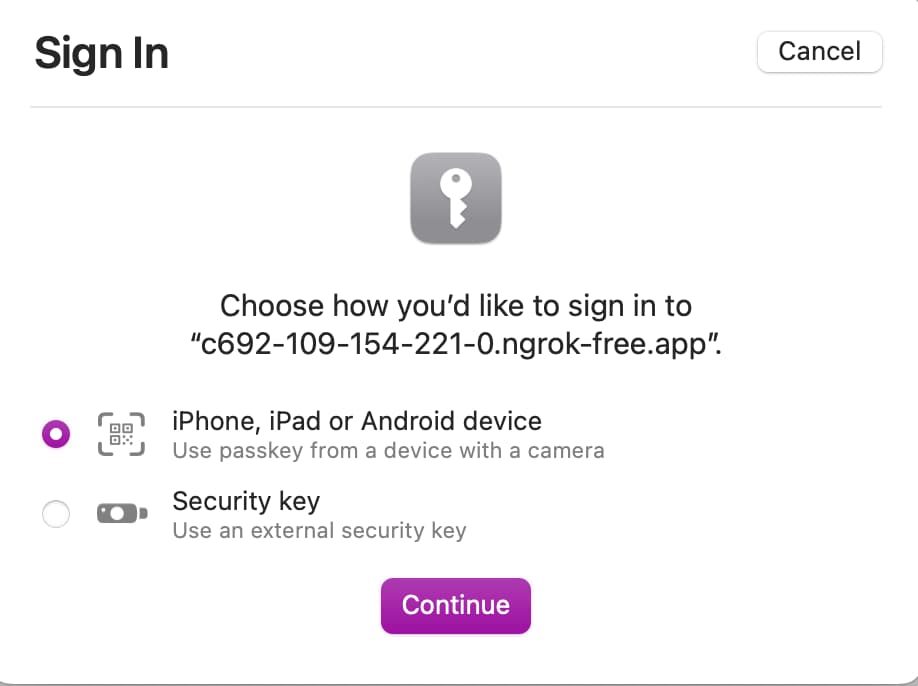 Complex Passkeys Prompt