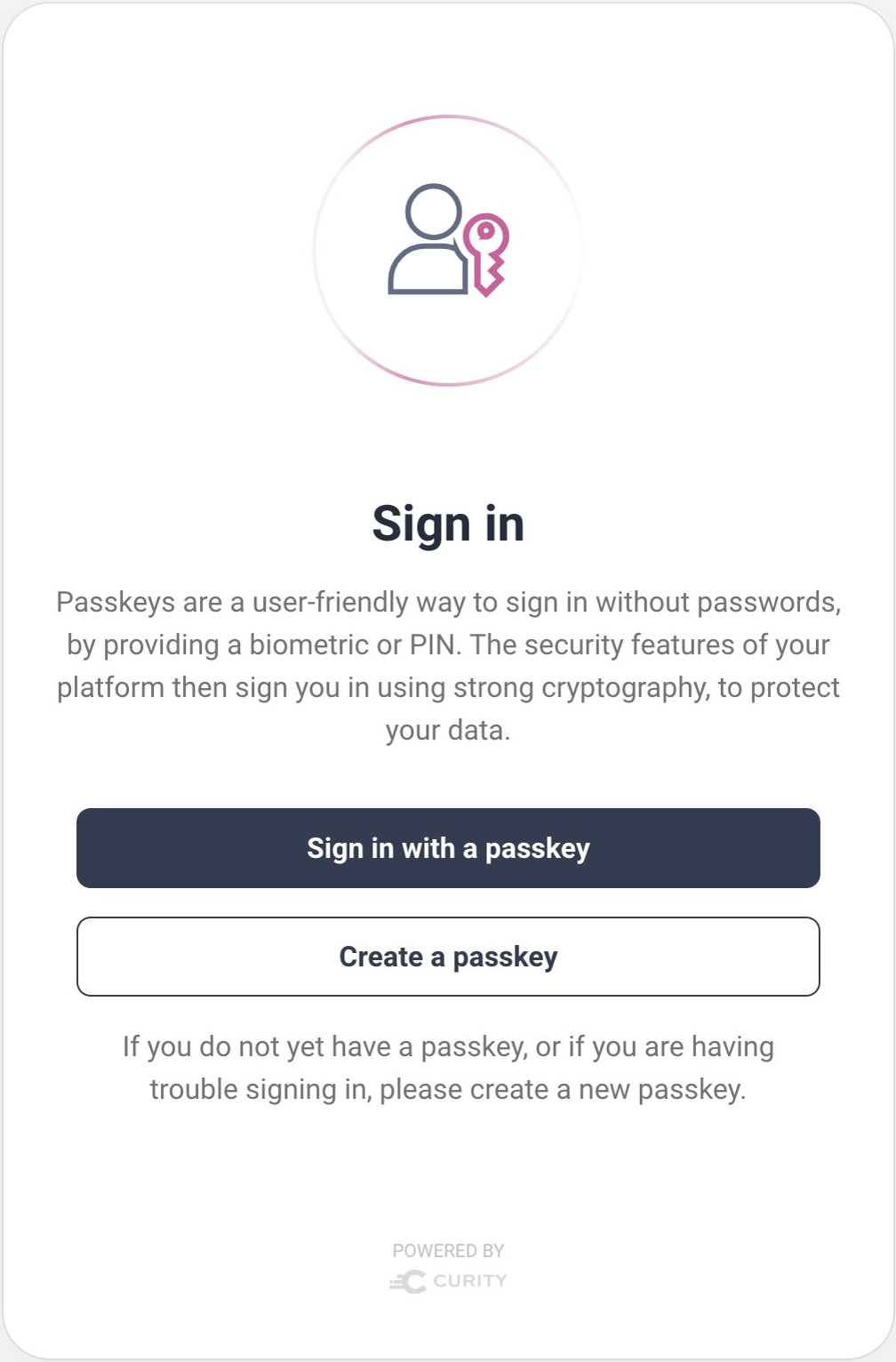 Passkeys Entry Screen