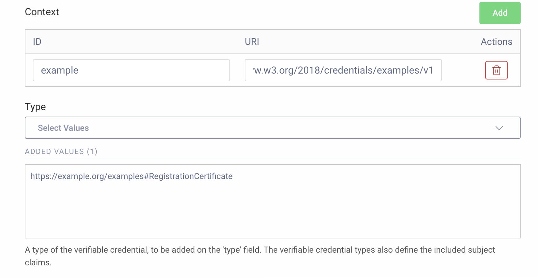 Configure a Verifiable Credential Template