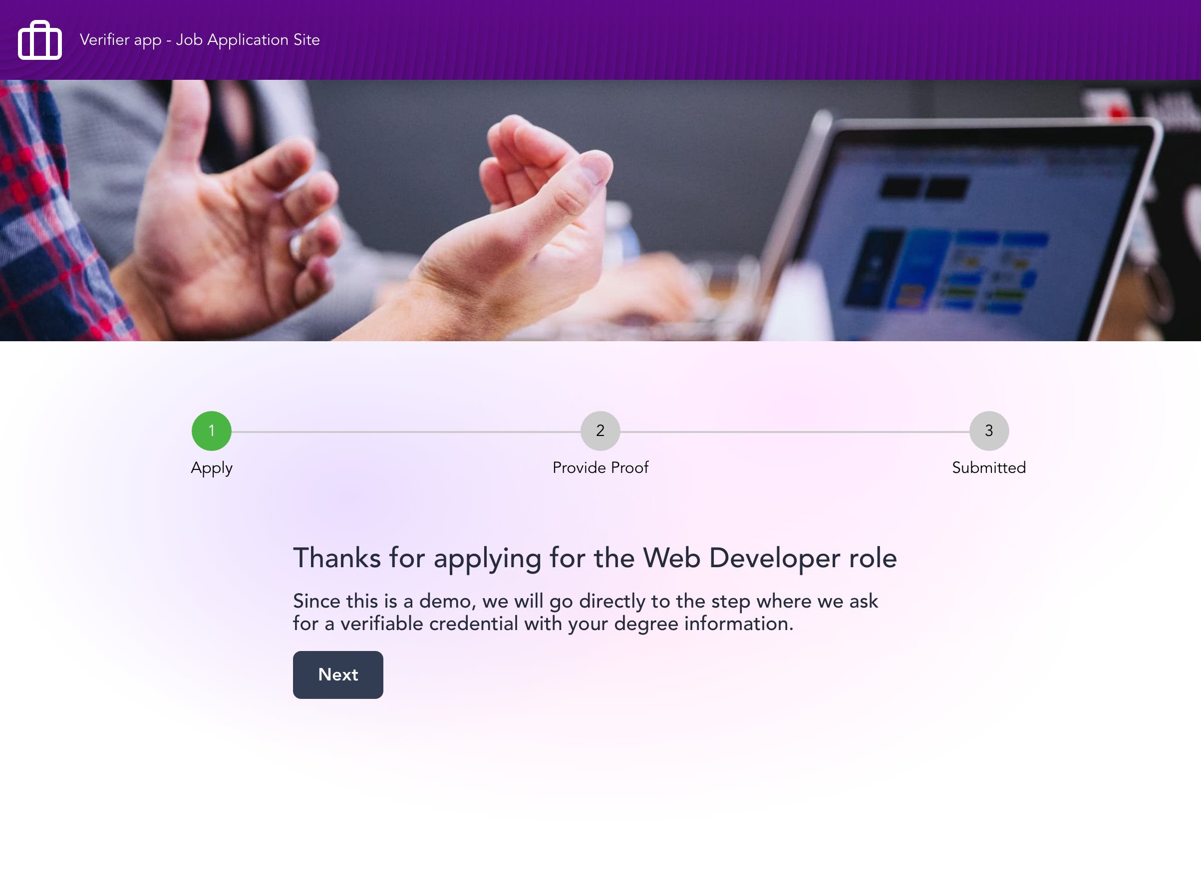Job application demo site