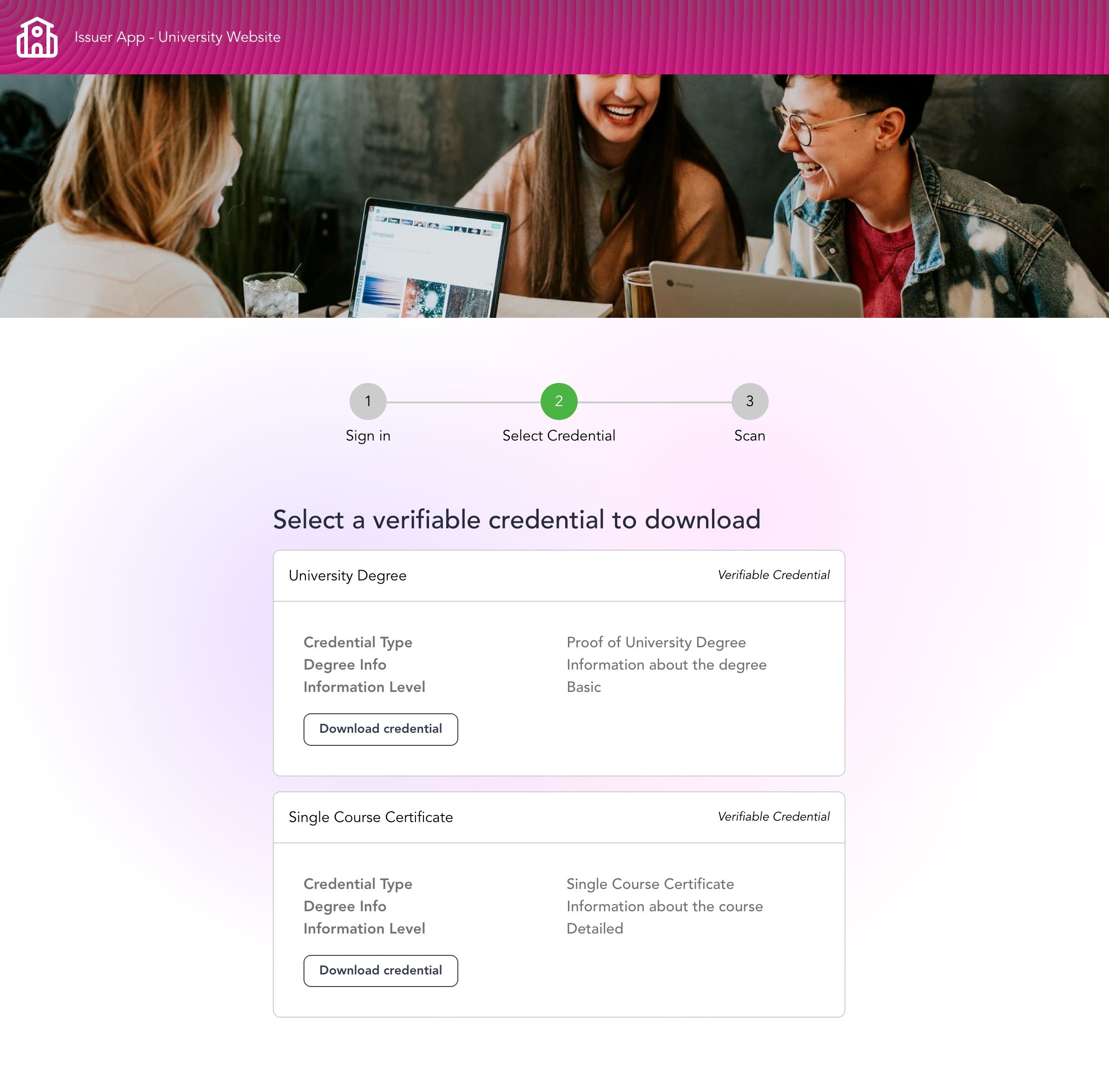 Available Credentials from University