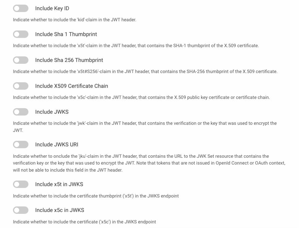 Edit Credential Issuer And Disable Any Claims in the JWT Header