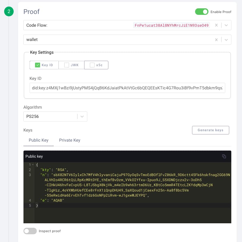 Proof Configuration for Verifiable Credentials Issuance Request