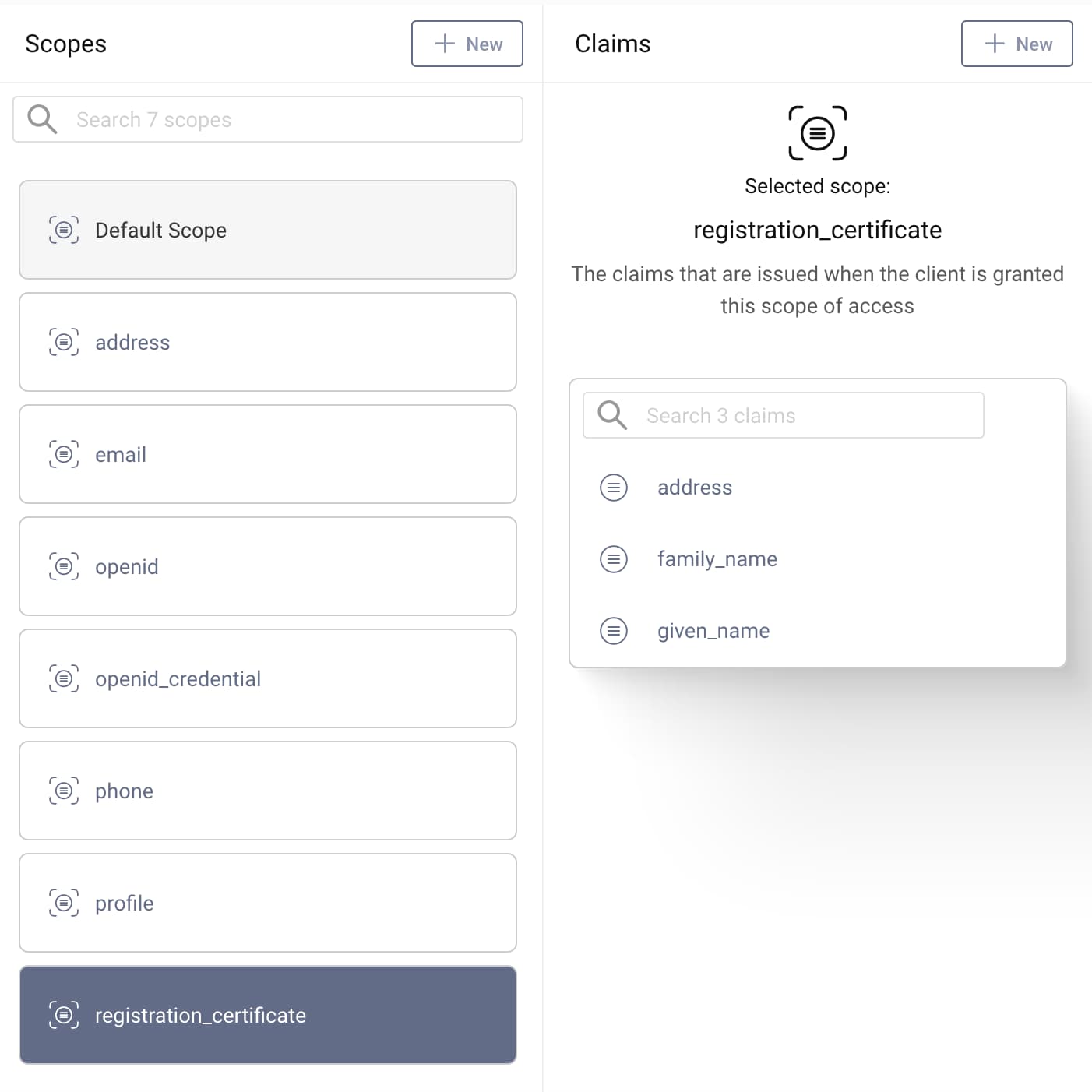 Create Scope for Verifiable Credential Claims