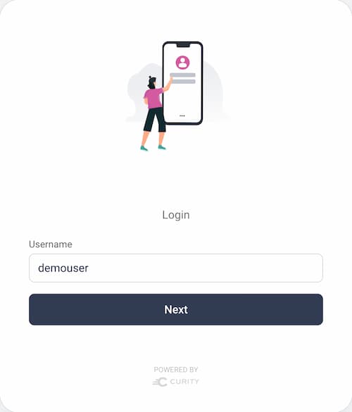 Login screen with username