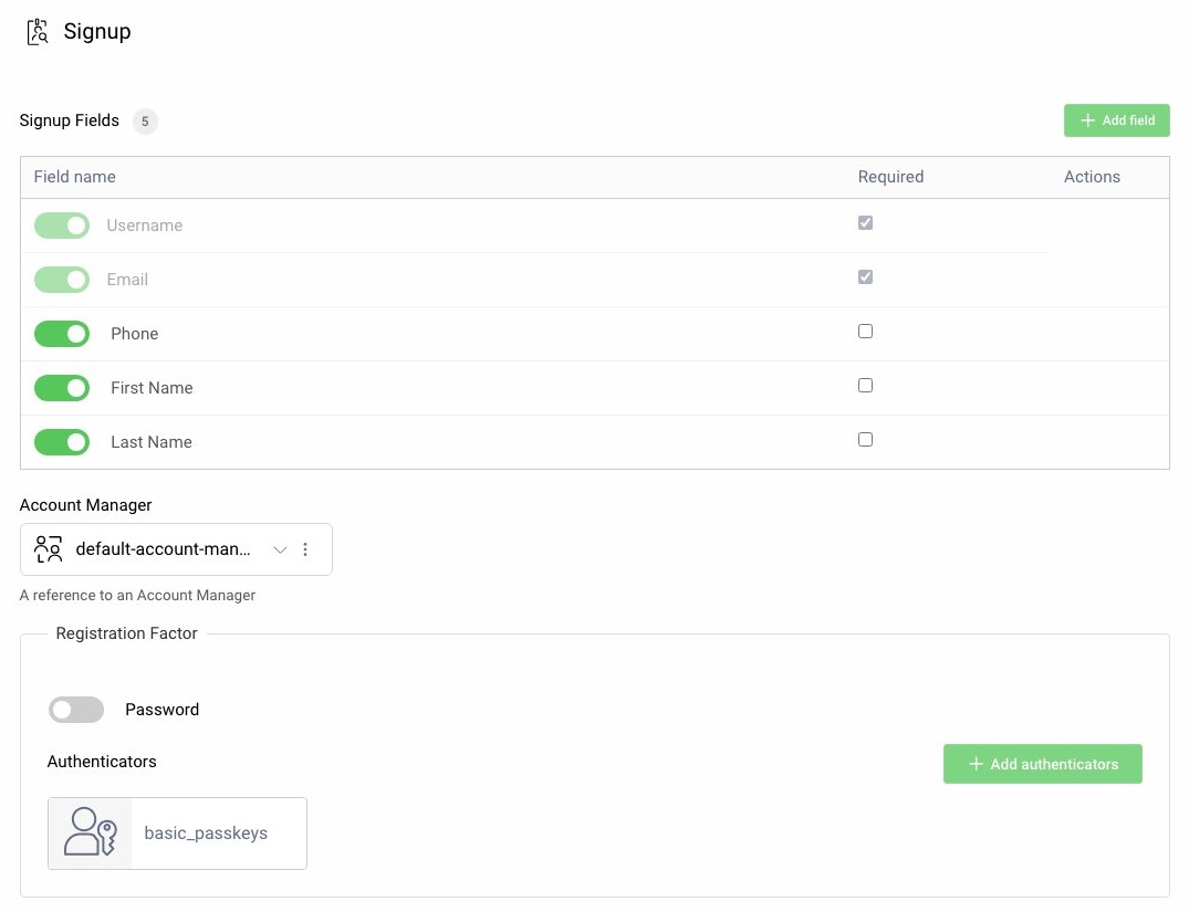 Passkeys Signup Action