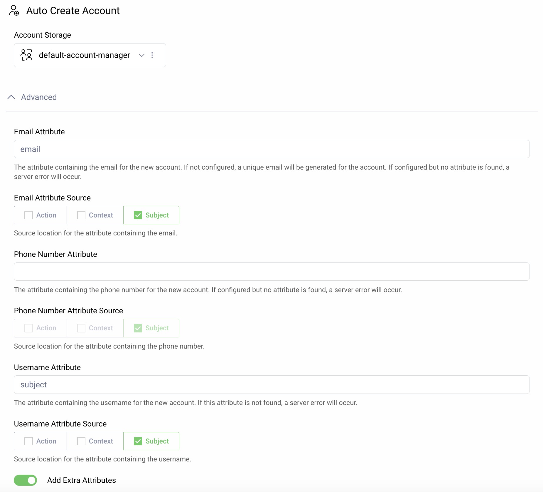 Create Account Action