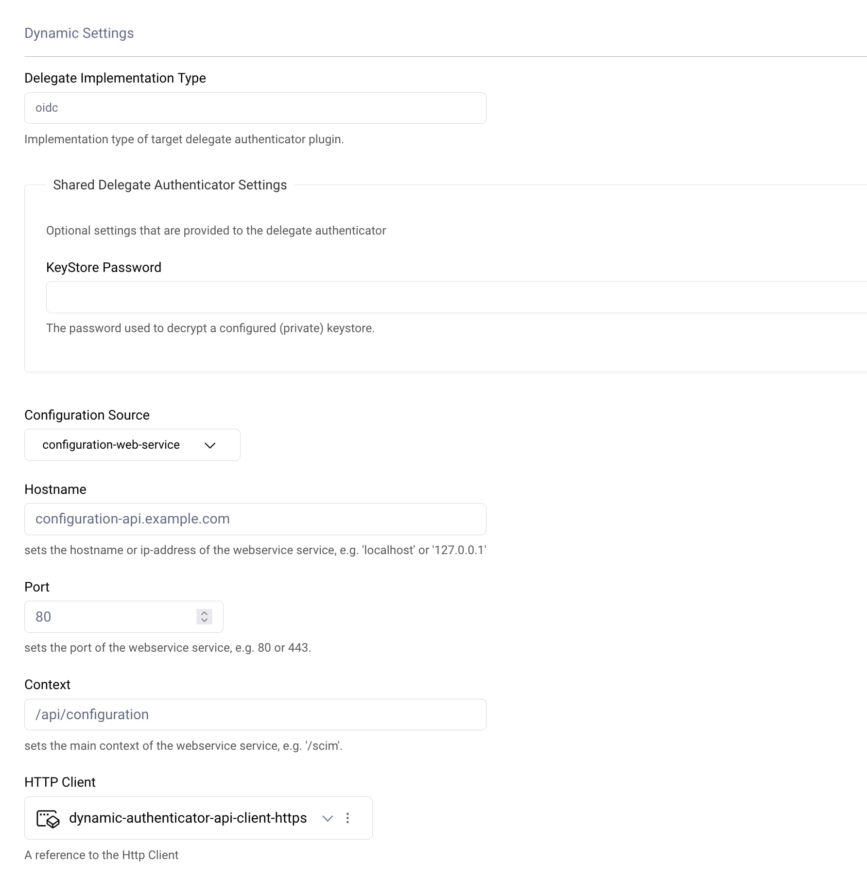 Web Service Configuration