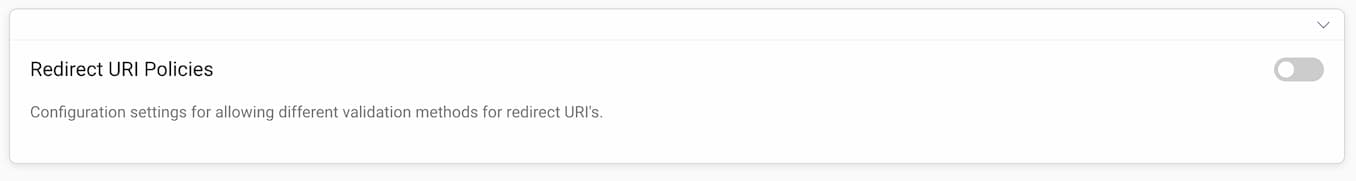 Redirect URI Policies Disabled