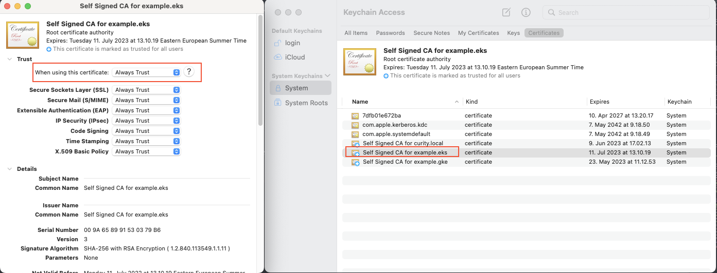 Root CA configuration