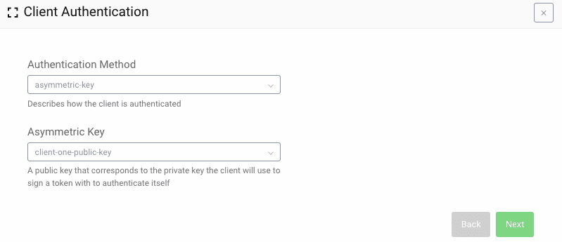 Configuring the Use of an Asymmetric Key for Authenticating an OAuth Client