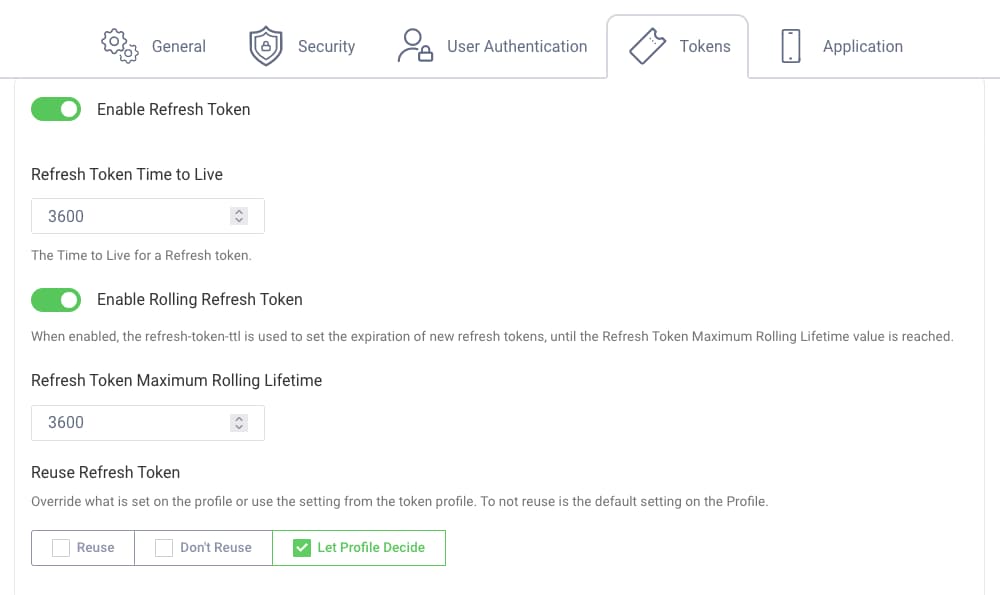 Activate Refresh Token Toggle