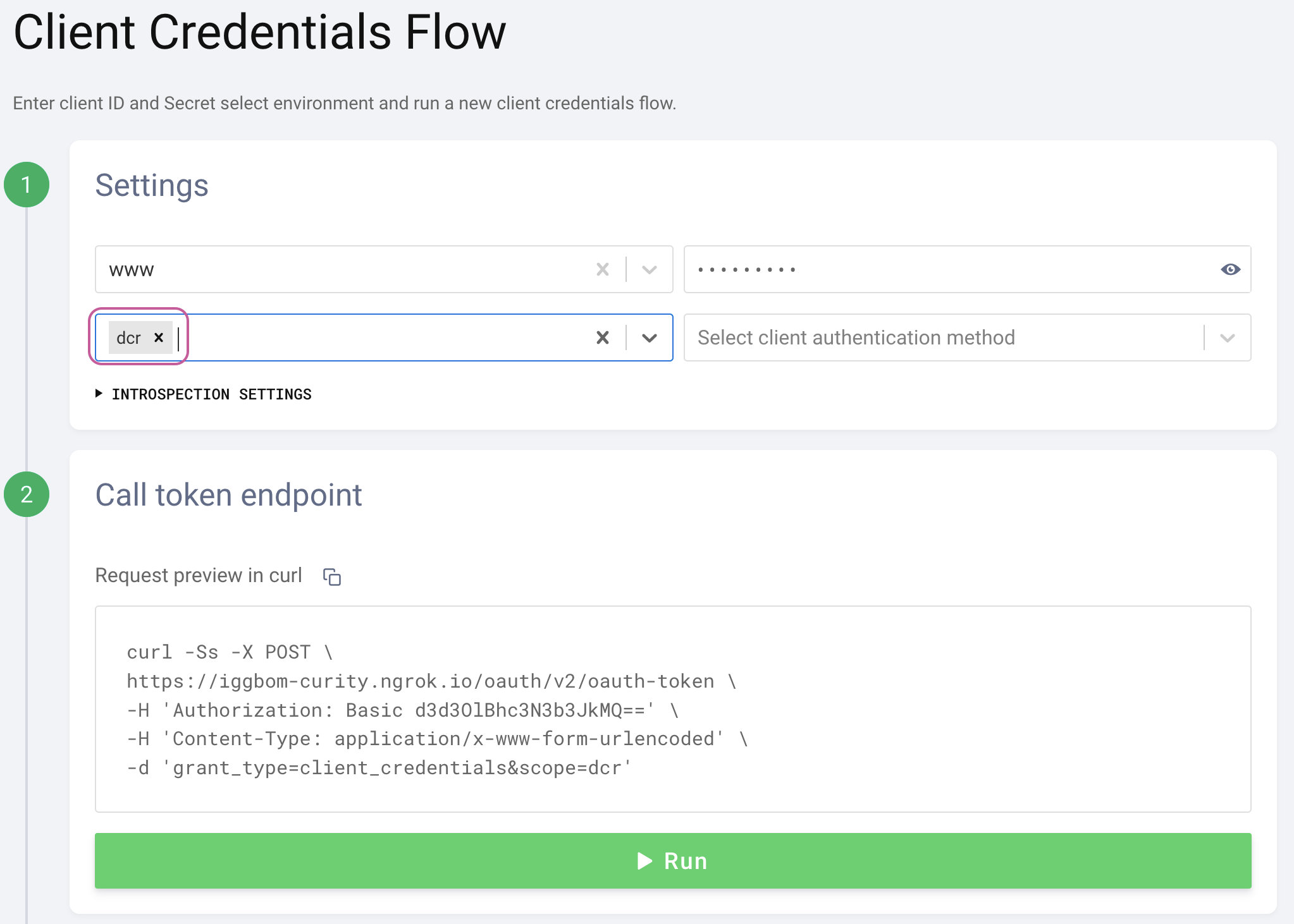 Obtain initial token