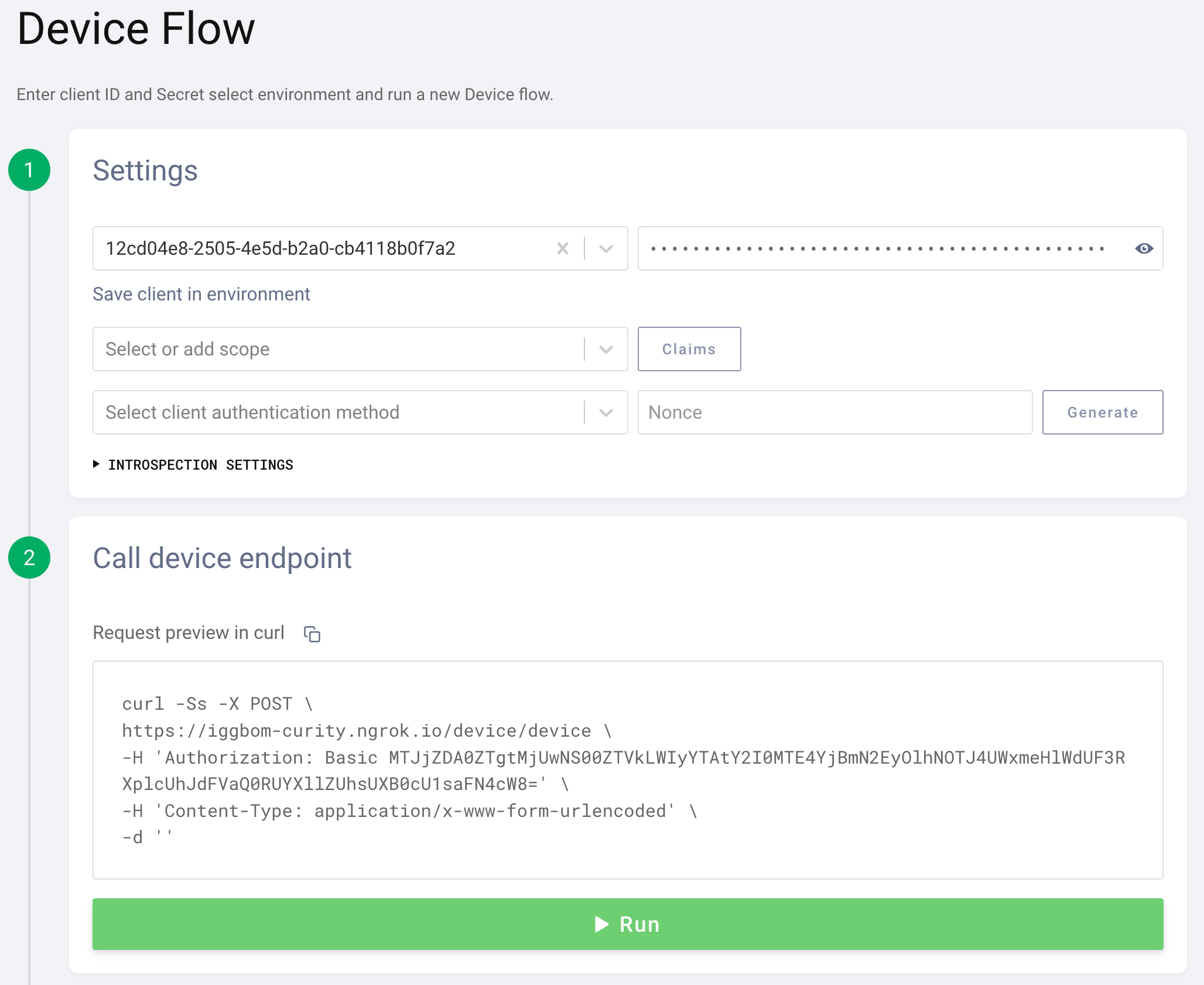 Run Device Flow