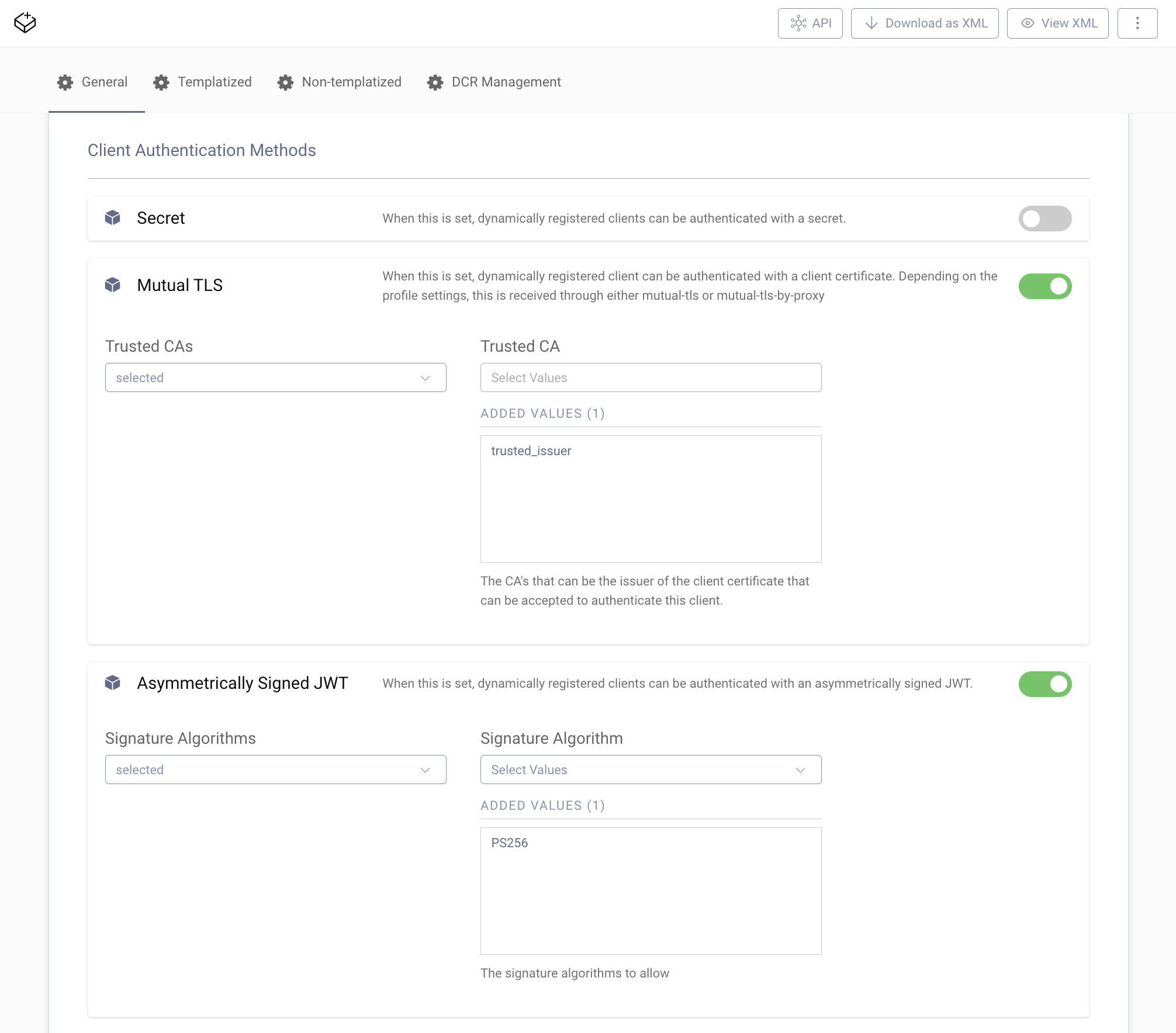 Dynamically Registered Client Authentications