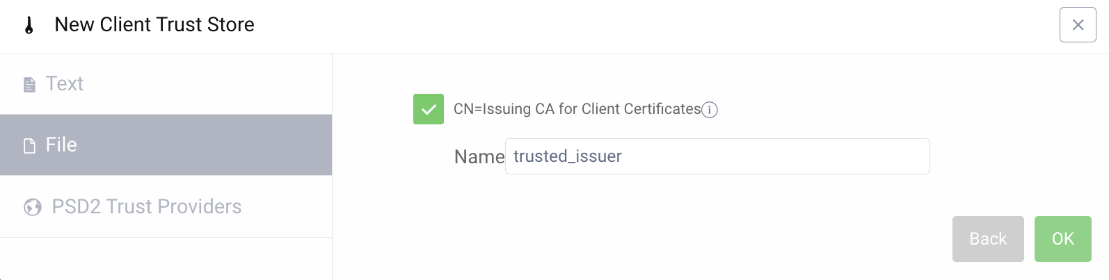 Upload Client Trust Store