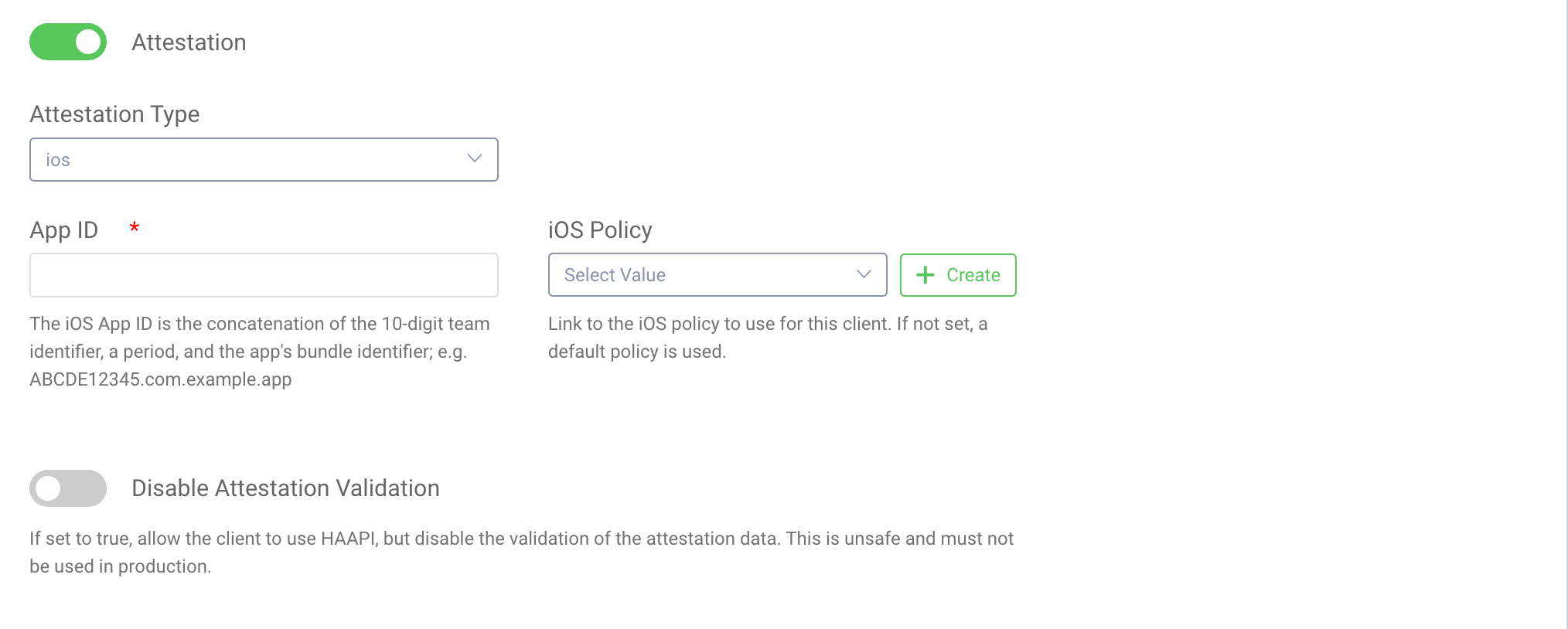 client attestation settings