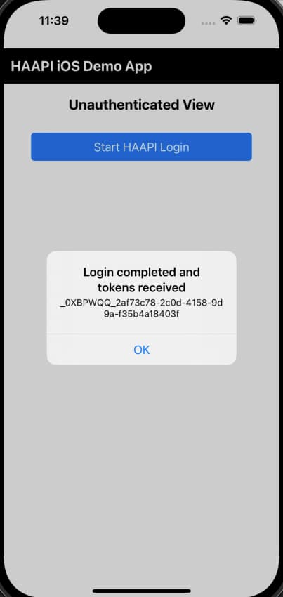 iOS successful login