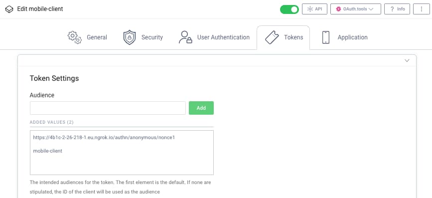 Mobile Client Settings