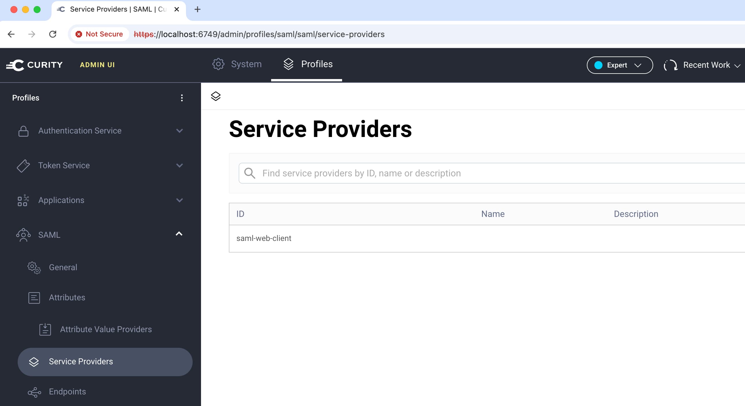 SAML service providers